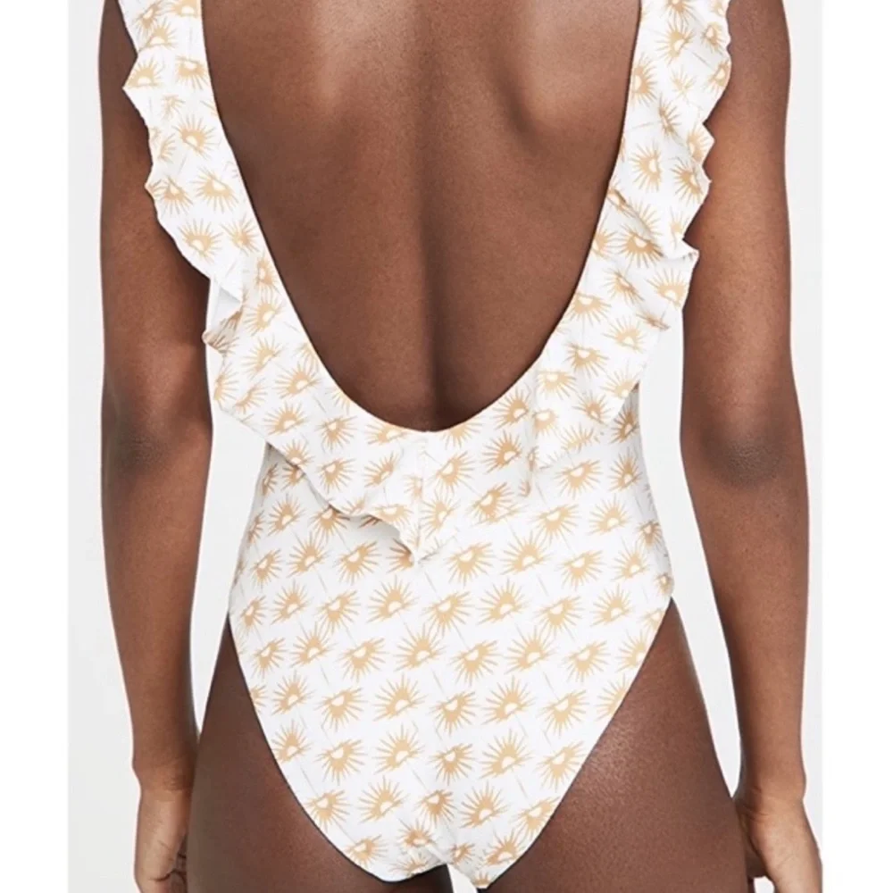 Eberjey Loreta Palapas ruffle trim low back white sun one piece swimsuit… - Picture 2 of 9